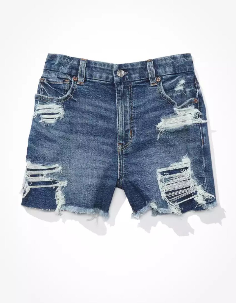 Shorts American Eagle AE Strigid Curvy Denim Mom Indigo Foncé Femme | AMS-75924266